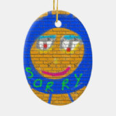 残念なグラフィティ、アート悲しい顔、悲しみの後悔 セラミックオーナメント (裏面)