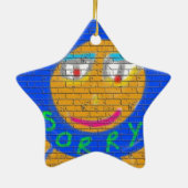 残念なグラフィティ、アート悲しい顔、悲しみの後悔 セラミックオーナメント (裏面)