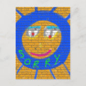 残念なグラフィティ、アート悲しい顔、悲しみの後悔 ポストカード (正面)