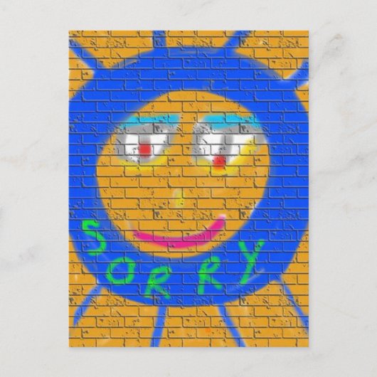 残念なグラフィティ、アート悲しい顔、悲しみの後悔 ポストカード (正面)