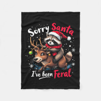 残念なサンタ私はフェラルRaccoonクリスマおもしろいだった フリースブランケット