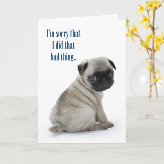 残念なパグ カード (黄色い花)