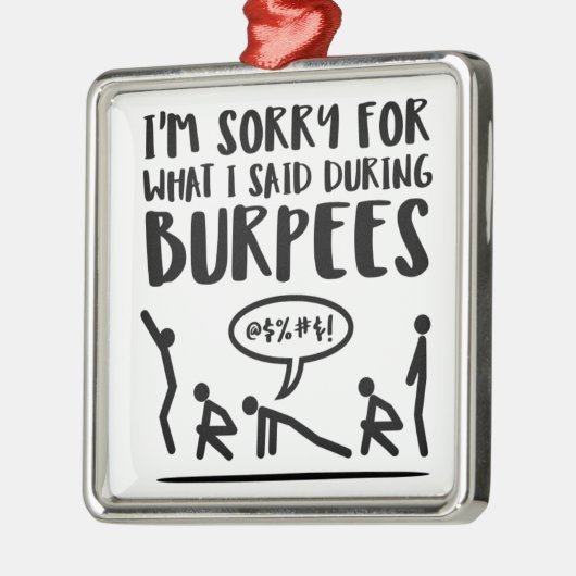 残念なフィットネスはBurpeesを言いました メタルオーナメント (左)