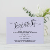 残念な優雅なラベンダー色の結婚式中止カード 招待状 (スタンド正面)