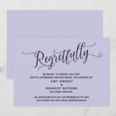 残念な優雅なラベンダー色の結婚式中止カード 招待状 (正面/裏面)