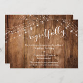 残念な木製とライトのキャンセルカード 招待状 (正面/裏面)