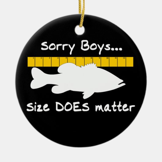 残念な男の子。 サイズはおもしろいな低音の魚釣り-重要です セラミックオーナメント (正面)