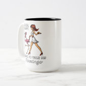 残念私は私を歩くなります私のフラミンゴの鳥傾けます ツートーンマグカップ (正面左)