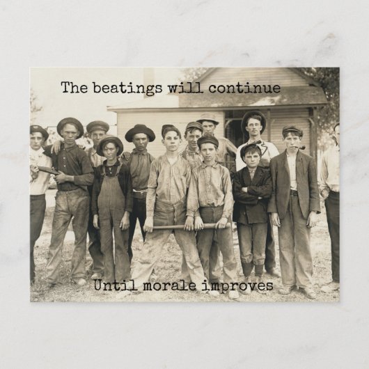 殴打は士気が上がるまで続く ポストカード (正面)