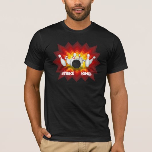 殴打王: ボーリング・ピンのTシャツ: 黒 Tシャツ (正面)