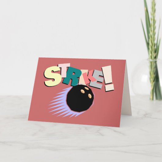 殴打! ボーリングかお祝い カード (正面)