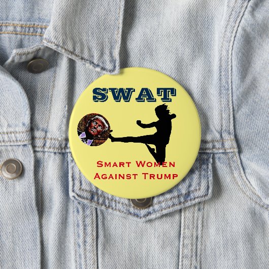 殴打: 切札に対する頭が切れるな女性 缶バッジ (インサイチュ)