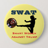 殴打: 切札に対する頭が切れるな女性 缶バッジ (正面)