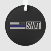 殴打-薄いブルーライン旗 オーナメント (裏面)