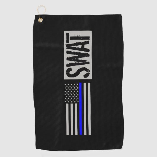 殴打-薄いブルーライン旗 ゴルフタオル (正面)