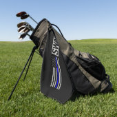 殴打-薄いブルーライン旗 ゴルフタオル (グリーン)