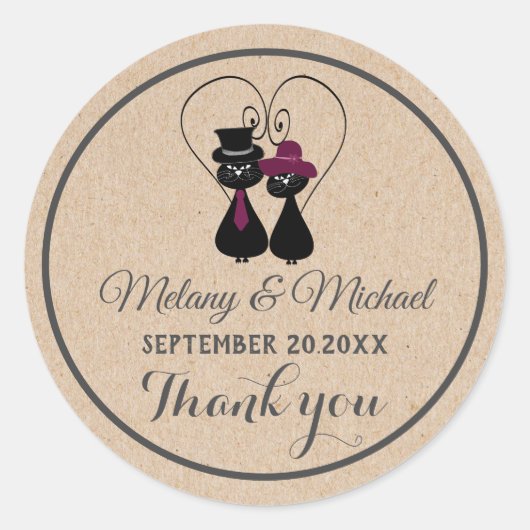 段おもしろいボール猫の愛感謝してい人カップル ラウンドシール (正面)