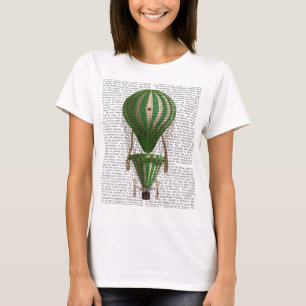 段になった熱気の気球の緑 Tシャツ