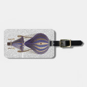 段になった熱気の気球の青 ラゲッジタグ (正面横)