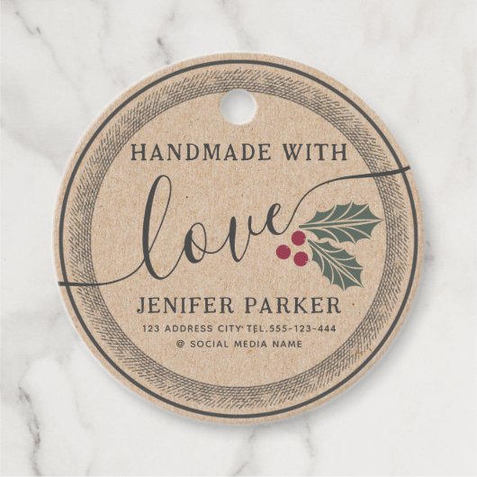 段ボールの休日の聖なるベリー手作り フェイバータグ (正面)