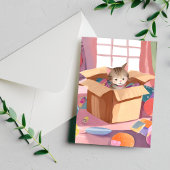 段ボール箱に入った猫 | キッテン水彩猫 ポストカード