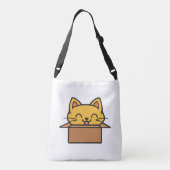 段ボール箱の中に座っている猫 クロスボディバッグ (裏面)