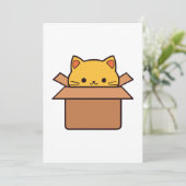 段ボール箱の中に座っている猫 サンキューカード (スタンド正面)