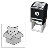 段ボール箱の中に座っている猫 セルフインキングスタンプ (インサイチュ)