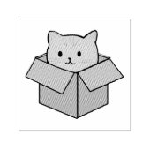 段ボール箱の中に座っている猫 セルフインキングスタンプ (デザイン)