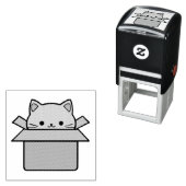 段ボール箱の中に座っている猫 セルフインキングスタンプ (インサイチュ)