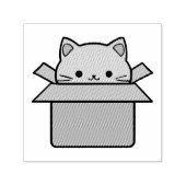 段ボール箱の中に座っている猫 セルフインキングスタンプ (デザイン)
