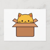 段ボール箱の中に座っている猫 ポストカード (正面)
