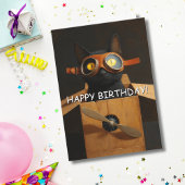 段ボール飛行機のパイロット 黒猫の誕生日 カード