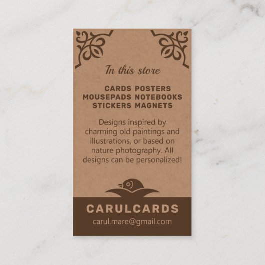 段素朴ボールアールヌーボーオーナメントCC1188 名刺 (裏面)