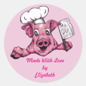 殺しマニアックのシェフおもしろいピグアート ラウンドシール (正面)