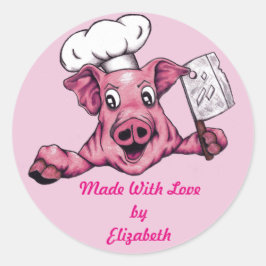 殺しマニアックのシェフおもしろいピグアート ラウンドシール