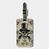 殺し屋、幸せなスカル、銃、バラ、ギフト、十代の若者たち、石 ラゲッジタグ (正面縦)