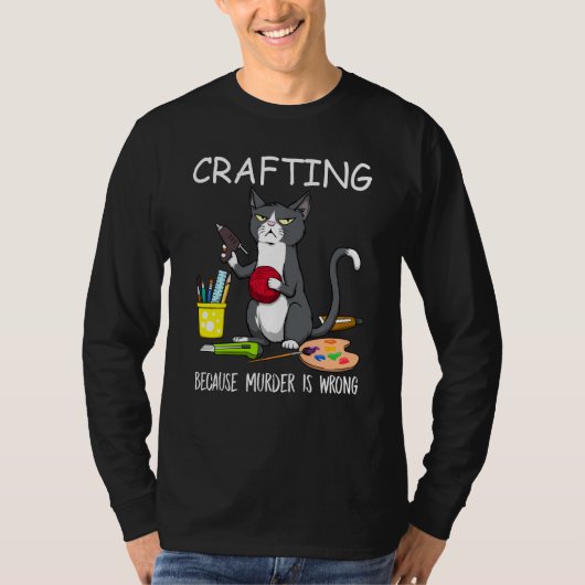 殺人が猫を間違えたからおもしろいの絵を描作り Tシャツ (正面)