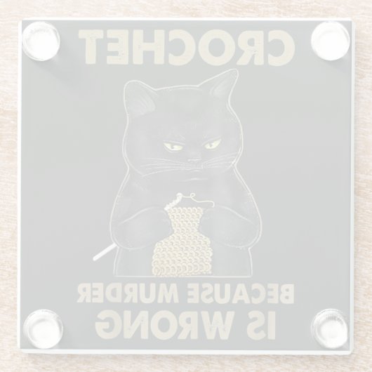 殺人が間違った手玉黒猫だからかぎ飛ばす ガラスコースター (裏面)