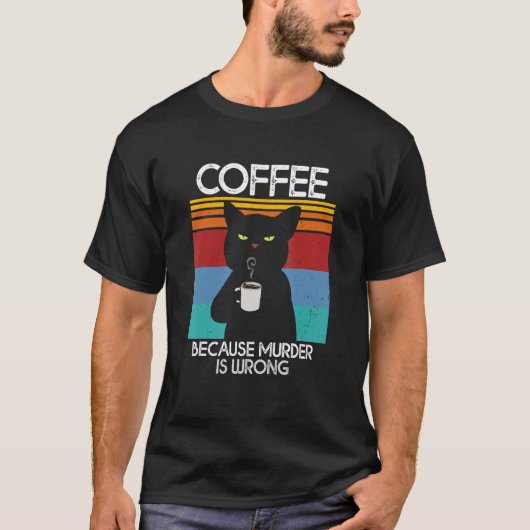 殺人が間違った黒猫のコーヒーDr. Tシャツ (正面)