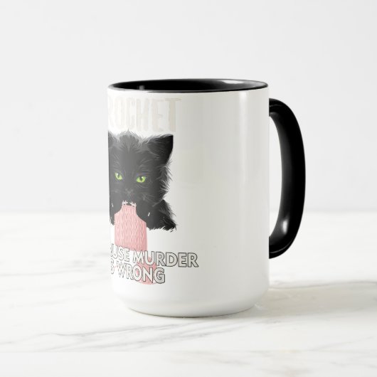 殺人が間違っているからかぎ針編みおもしろい猫好き マグカップ (正面右)
