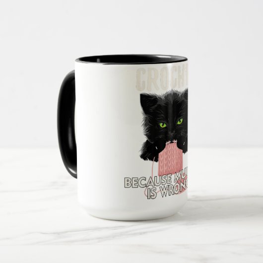 殺人が間違っているからかぎ針編みおもしろい猫好き マグカップ (正面左)