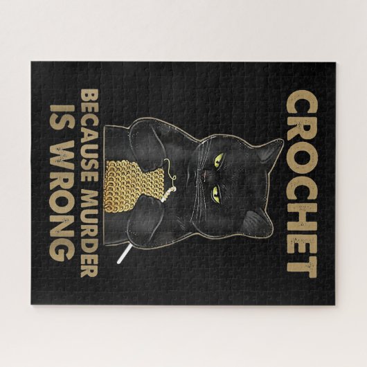 殺人が間違っているからかぎ針編み黒猫 ジグソーパズル (横)