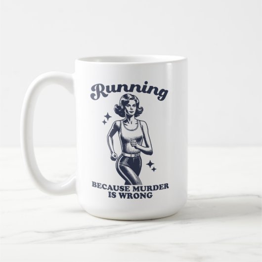 殺人が間違っているからランニングは面白い レトロ 15oz コーヒーマグカップ (左)
