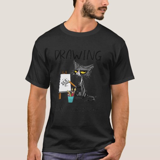 殺人が間違っているから描く 猫の絵 Tシャツ (正面)