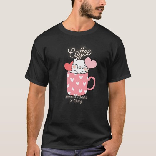 殺人がWrだかおもしろいら、猫の皮肉なミーム Tシャツ (正面)