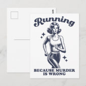 殺人はダメだからランニング Funny レトロデザイン ポストカード (正面/裏面)