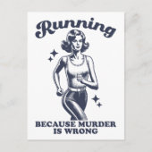 殺人はダメだからランニング Funny レトロデザイン ポストカード (正面)