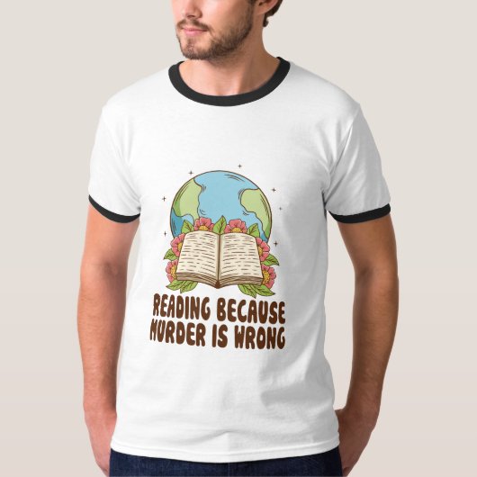 殺人は悪だから読書する Tシャツ (正面)