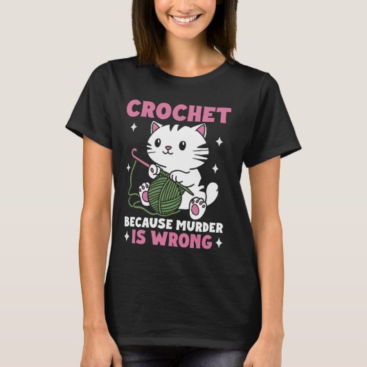 殺人は猫の知識を間違えておもしろいかぎ合う Tシャツ (正面)